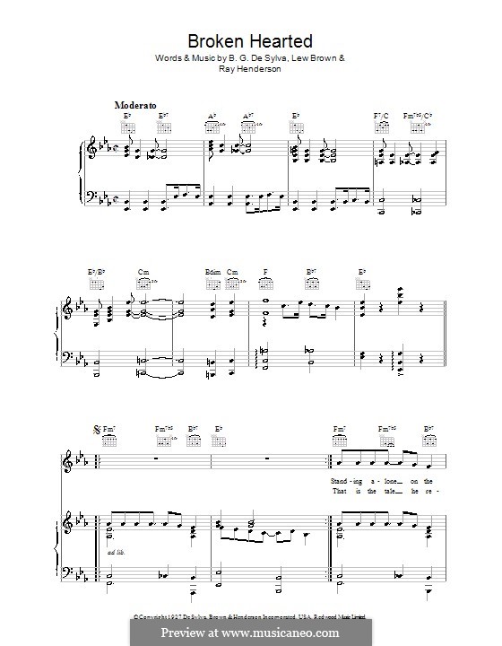 (Here Am I) Broken Hearted: Für Stimme und Klavier (oder Gitarre) by Buddy Gard DeSylva, Ray Henderson, Lew Brown