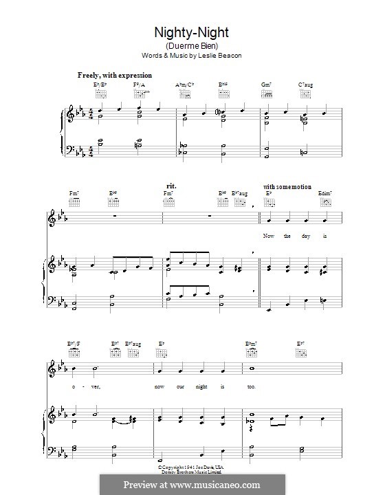 Nighty-Night (Duerme Bien): Für Stimme und Klavier (oder Gitarre) by Leslie Beacon