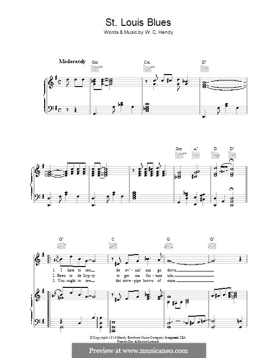 St. Louis Blues: Für Stimme und Klavier (oder Gitarre) by William Christopher Handy