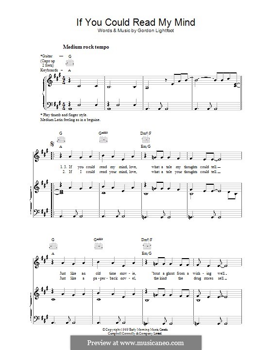 If You Could Read My Mind von G. Lightfoot Noten auf MusicaNeo If You Could Read My Mind von G. Lightfoot Noten auf MusicaNeo