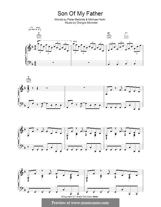Son of My Father (Chicory Tip): Für Stimme und Klavier (oder Gitarre) by Giorgio Moroder
