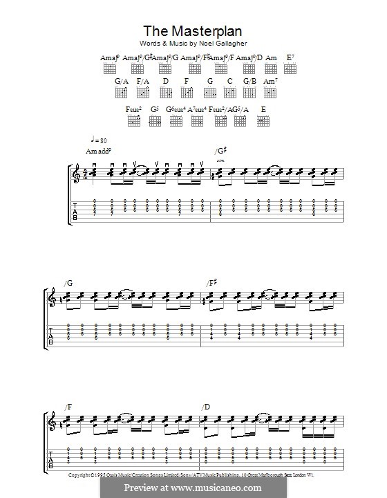 The Masterplan (Oasis): Für Gitarre mit Tabulatur by Noel Gallagher