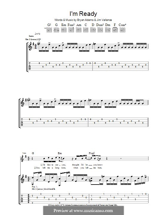 I'm Ready: Für Gitarre mit Tabulatur by Bryan Adams, Jim Vallance