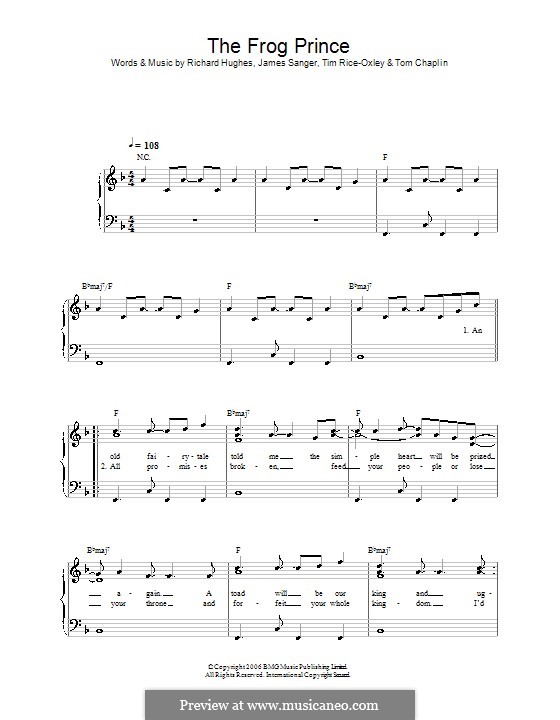 The Frog Prince (Keane): Für Klavier, leicht by James Sanger, Richard Hughes, Tim Rice-Oxley, Tom Chaplin