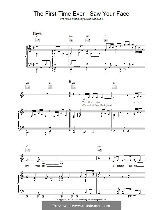 The First Time Ever I Saw Your Face: Für Stimme und Klavier (oder Gitarre) by Ewan MacColl
