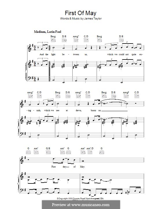 First of May: Für Stimme und Klavier (oder Gitarre) by James Taylor