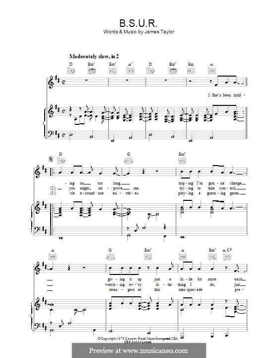 B.S.U.R.: Für Stimme und Klavier (oder Gitarre) by James Taylor