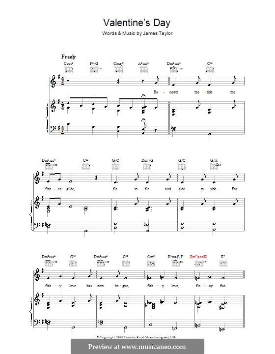 Valentine's Day: Für Stimme und Klavier (oder Gitarre) by James Taylor
