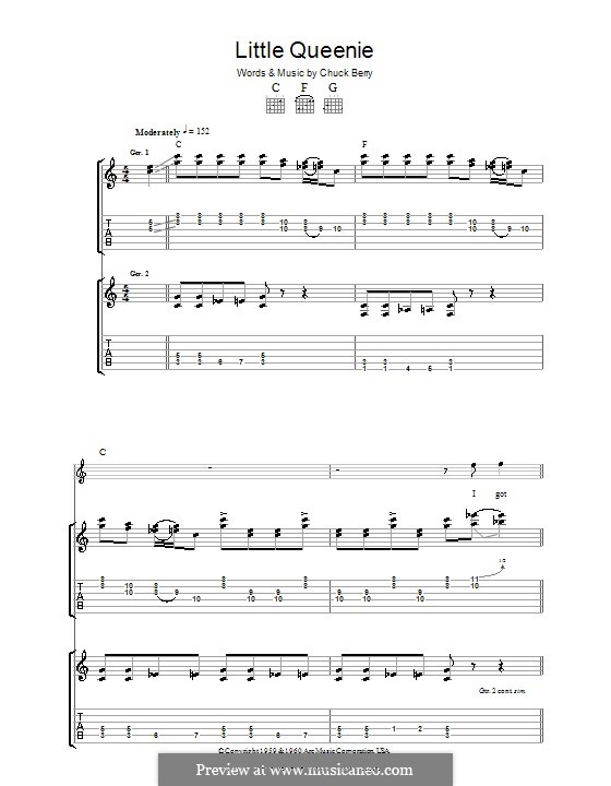 Little Queenie: Für Gitarre mit Tabulatur by Chuck Berry
