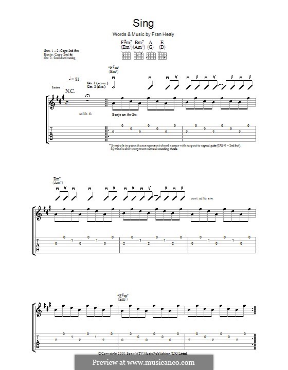 Sing (Travis): Für Gitarre mit Tabulatur by Fran Healy