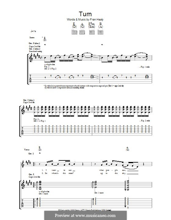 Turn (Travis): Für Gitarre mit Tabulatur by Fran Healy