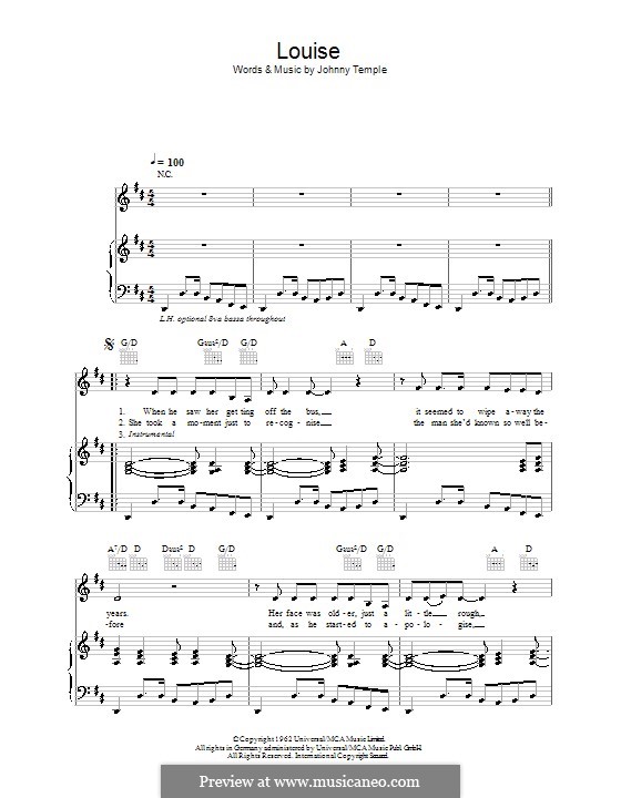 Louise: Für Stimme und Klavier (oder Gitarre) by Johnny Temple