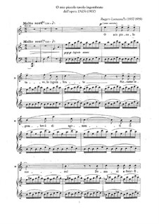 Zazà: Aria di Milio 'O, mio piccolo tavolo...' for voice and piano by Ruggero Leoncavallo