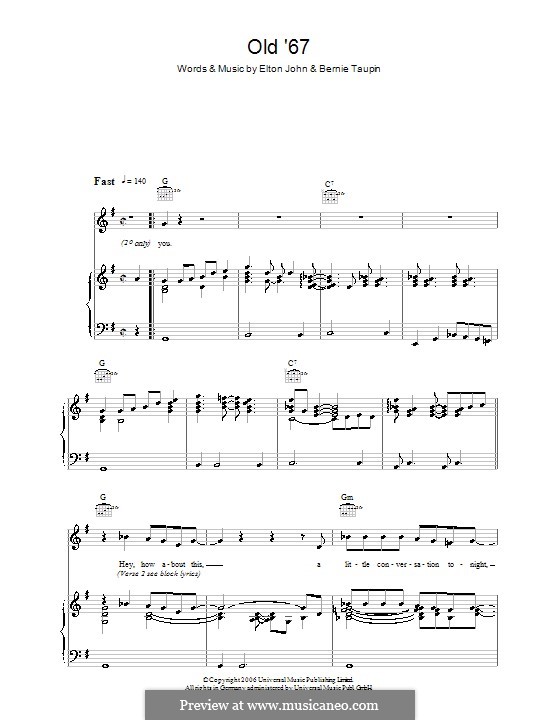 Old 67: Für Stimme und Klavier (oder Gitarre) by Elton John