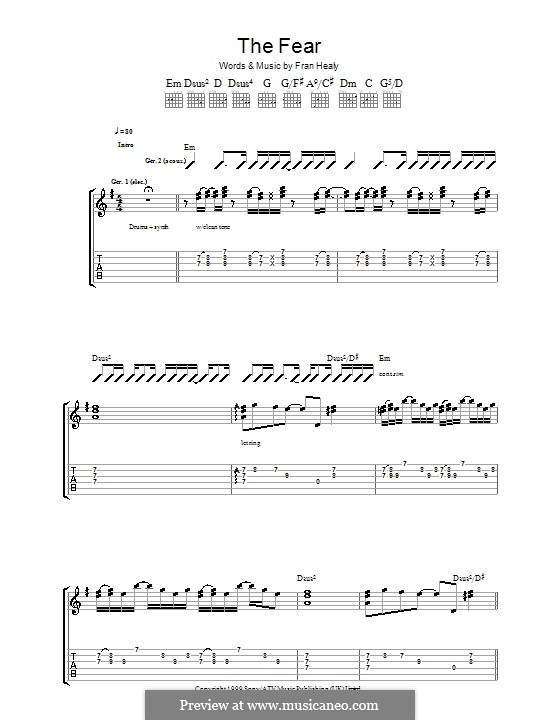 The Fear (Travis): Für Gitarre mit Tabulatur by Fran Healy