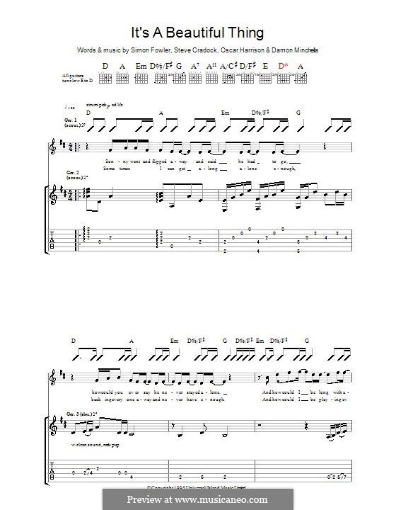 It's a Beautiful Thing (Ocean Colour Scene): Für Gitarre mit Tabulatur by Damon Minchella, Oscar Harrison, Simon Fowler, Steve Cradock