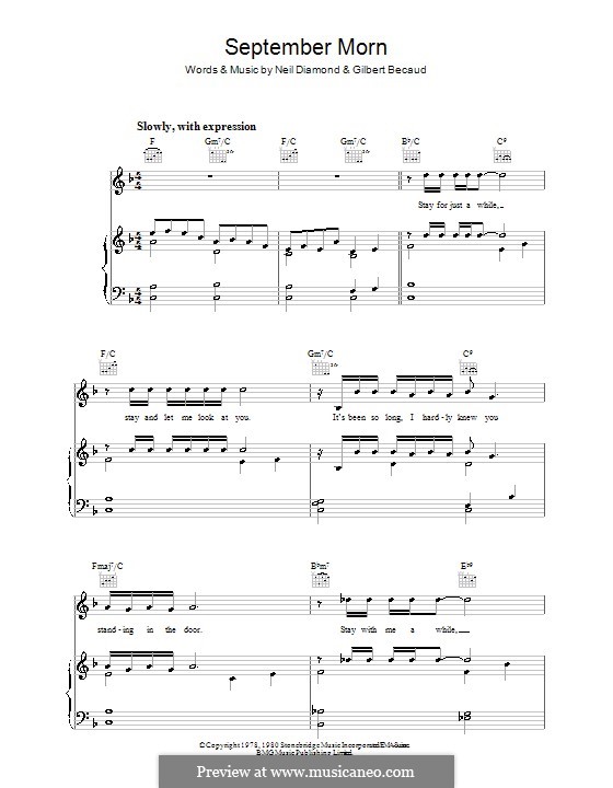 September Morn: Für Stimme und Klavier (oder Gitarre) by Gilbert Becaud