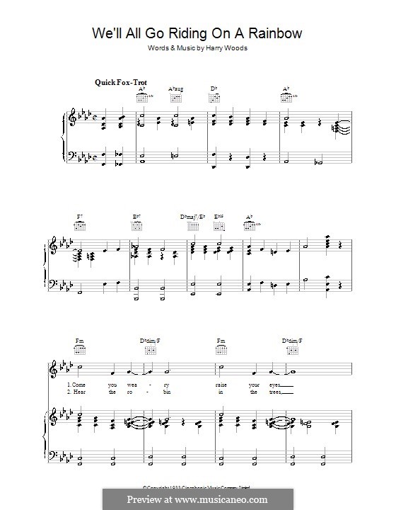We'll All Go Riding on a Rainbow: Für Stimme und Klavier (oder Gitarre) by Harry Woods