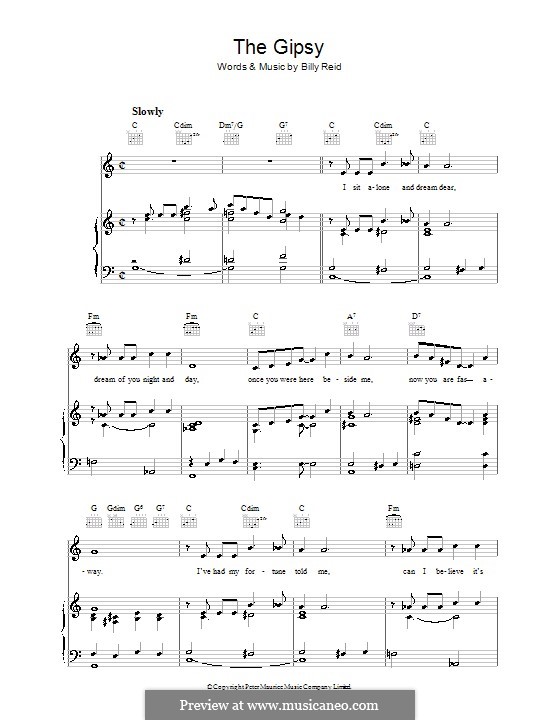 The Gipsy: Für Stimme und Klavier (oder Gitarre) by Billy Reid