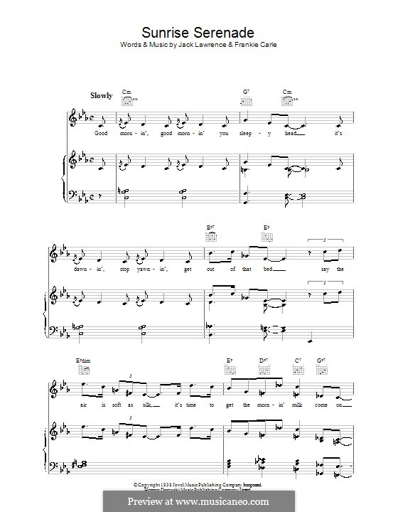 Sunrise Serenade: Für Stimme und Klavier (oder Gitarre) by Frankie Carle