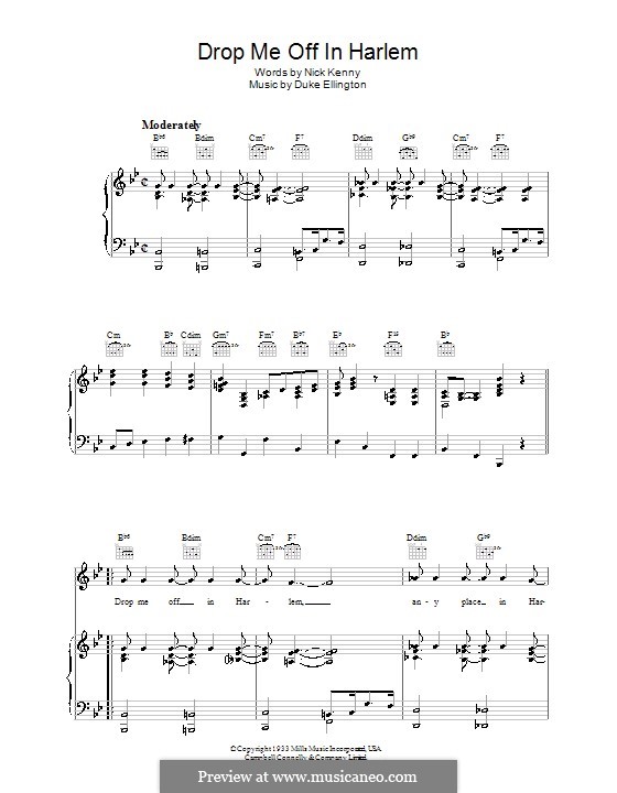 Drop Me Off in Harlem: Für Stimme und Klavier (oder Gitarre) by Duke Ellington