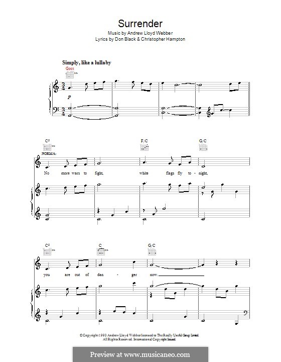 Surrender: Für Stimme und Klavier (oder Gitarre) by Andrew Lloyd Webber