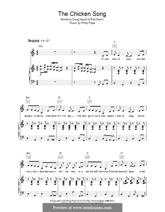 The Chicken Song (from Spitting Image): Für Stimme und Klavier (oder Gitarre) by Philip Pope