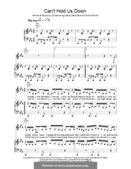 Can't Hold Us Down (Christina Aguilera) von G. Prestopino, M. Morris, M