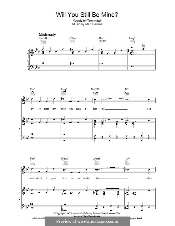 Will You Still Be Mine: Für Stimme und Klavier (oder Gitarre) by Matt Dennis