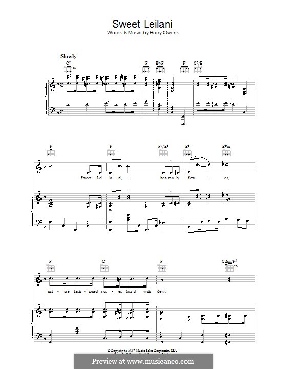 Sweet Leilani: Für Stimme und Klavier (oder Gitarre) by Harry Owens