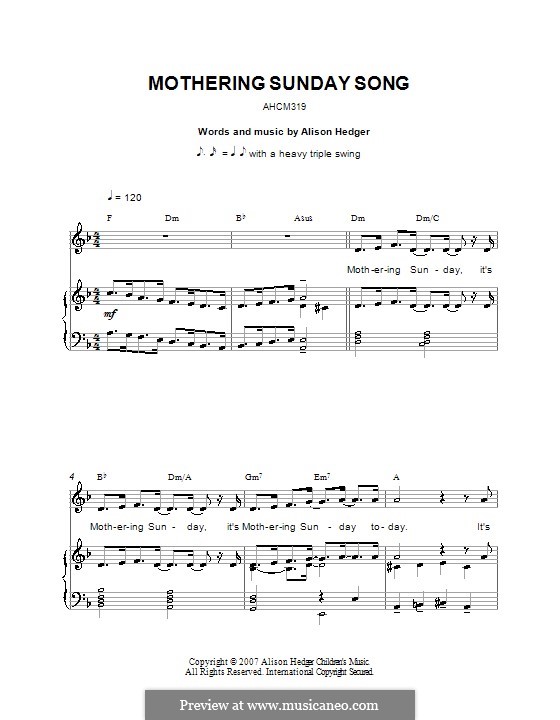 Mothering Sunday Song: Für Stimme und Klavier (oder Gitarre) by Alison Hedger