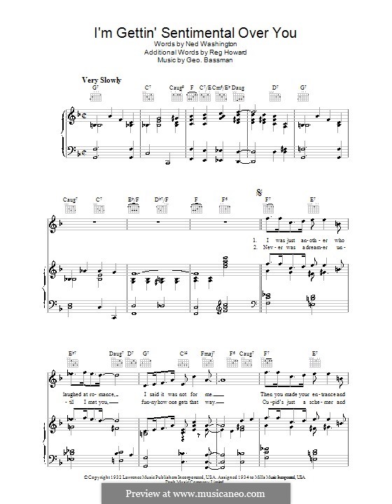 I'm Gettin' Sentimental Over You (Frank Sinatra): Für Stimme und Klavier (oder Gitarre) by George Bassman