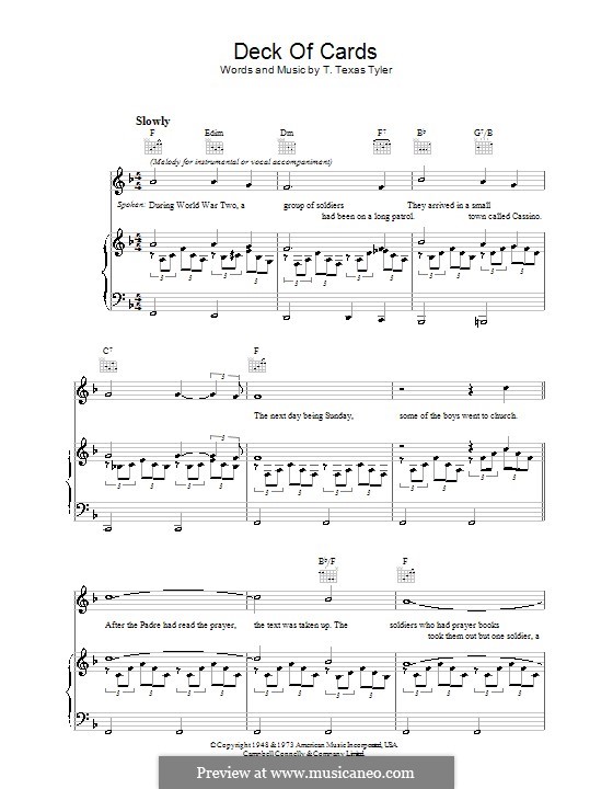 Deck of Cards: Für Stimme und Klavier (oder Gitarre) by T. Texas Tyler