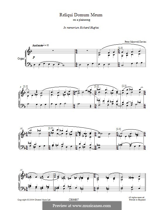 Reliqui Domum Meum: Für Orgel by Peter Maxwell Davies
