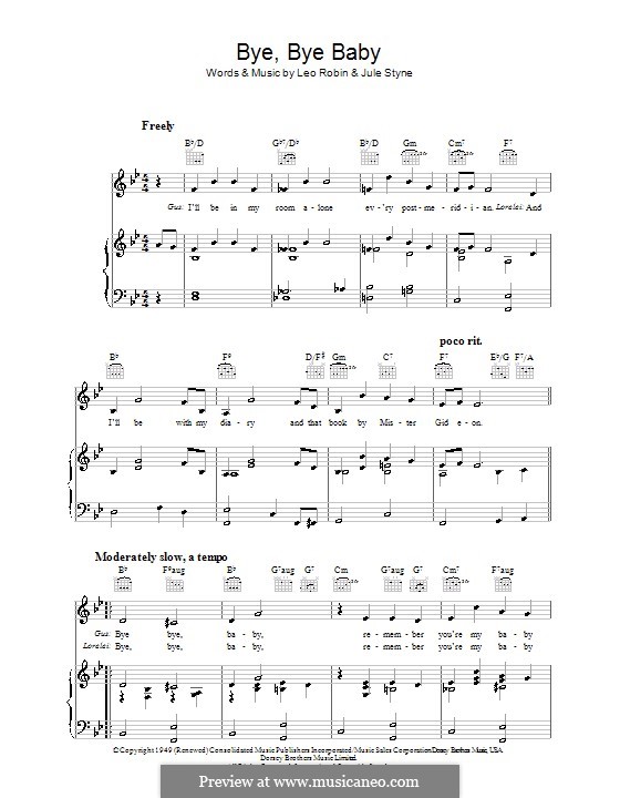 Bye Bye Baby: Für Stimme und Klavier (oder Gitarre) by Jule Styne