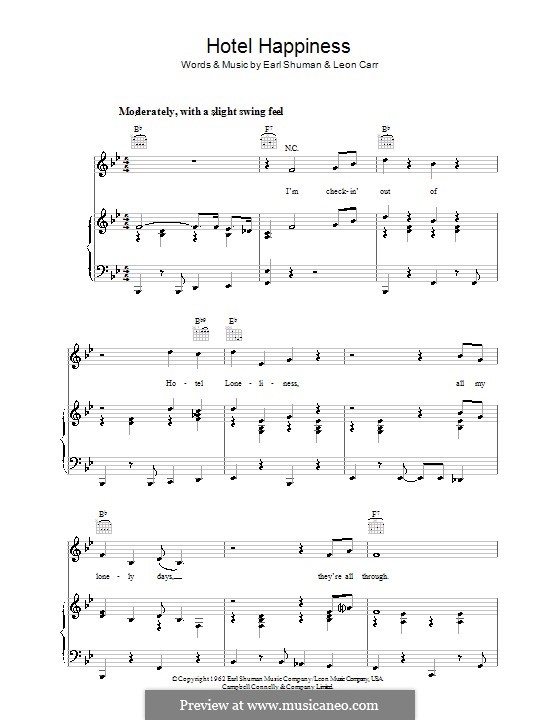 Hotel Happiness: Für Stimme und Klavier (oder Gitarre) by Leon Carr