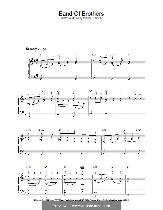 Band of Brothers: Einfache Noten für Klavier by Michael Kamen