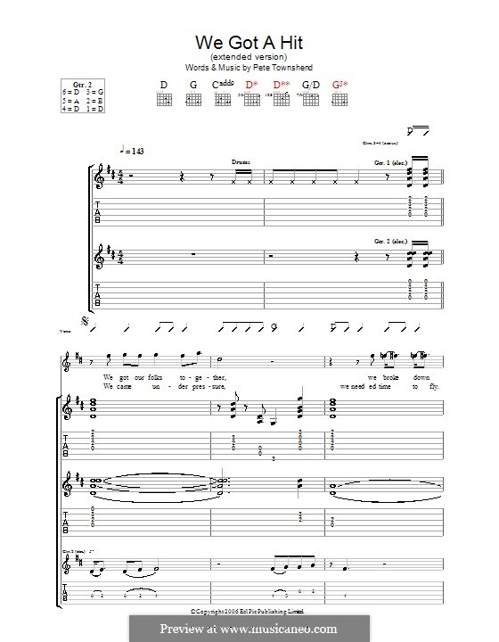 We Got a Hit (Extended Version): Für Gitarre mit Tabulatur (The Who) by Peter Townshend
