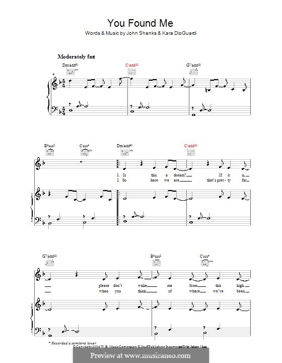 You Found Me (Kelly Clarkson): Für Stimme und Klavier (oder Gitarre) by John M Shanks, Kara DioGuardi