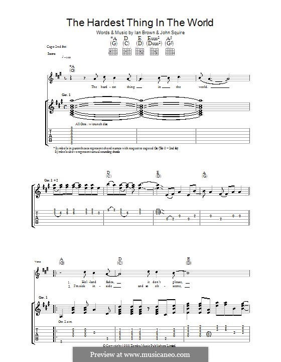 The Hardest Thing in the World (The Stone Roses): Für Gitarre mit Tabulatur by Ian Brown, John Squire