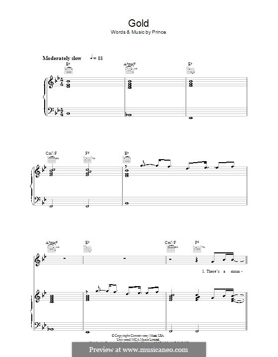 Gold: Für Stimme und Klavier (oder Gitarre) by Prince