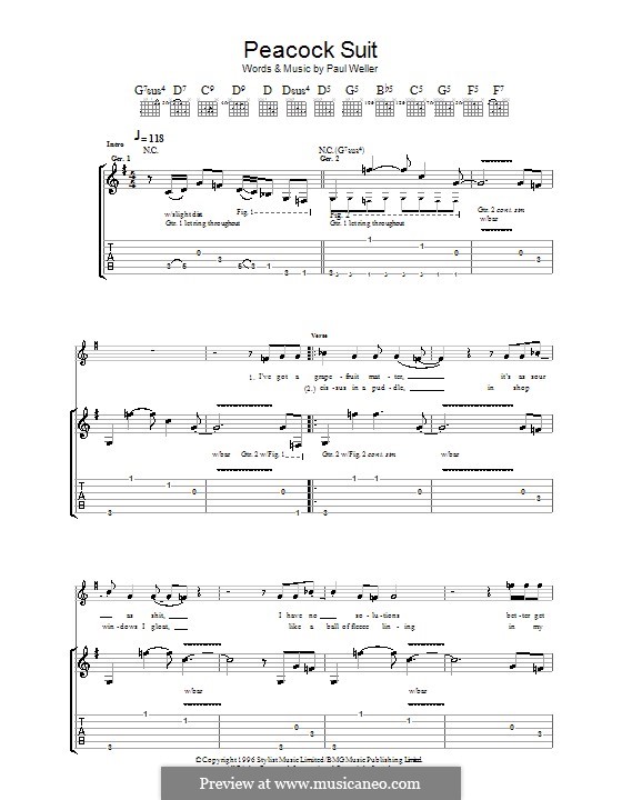 Peacock Suit: Für Gitarre mit Tabulatur by Paul Weller
