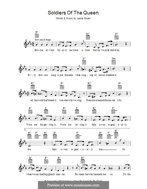 Soldiers of the Queen: Melodie, Text und Akkorde by Leslie Stuart