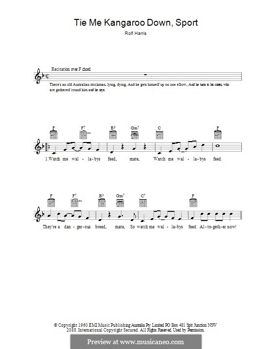 Tie Me Kangaroo Down Sport von R. Harris Noten auf MusicaNeo