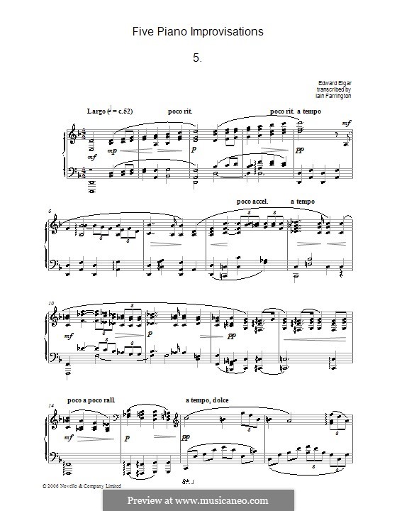 Five Piano Improvisations: No.5 Largo by Edward Elgar