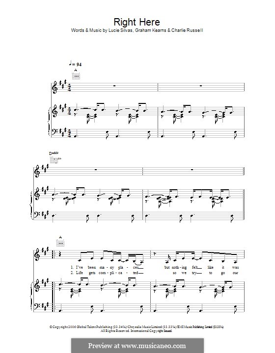 Right Here: Für Stimme und Klavier (oder Gitarre) by Charles Russell, Graham Kearns