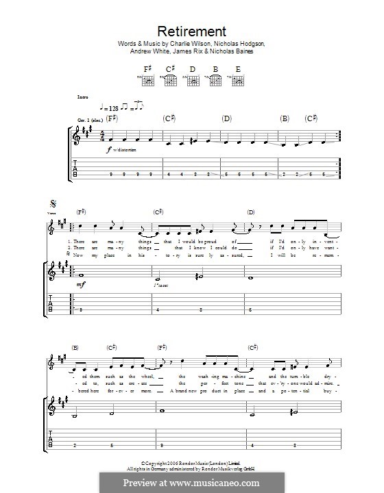 Retirement (Kaiser Chiefs): Für Gitarre mit Tab by Andrew White, James Rix, Nicholas Baines, Nicholas Hodgson, Charles Wilson