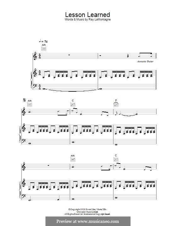 Lesson Learned: Für Stimme und Klavier (oder Gitarre) by Ray LaMontagne