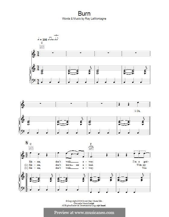 Burn: Für Stimme und Klavier (oder Gitarre) by Ray LaMontagne