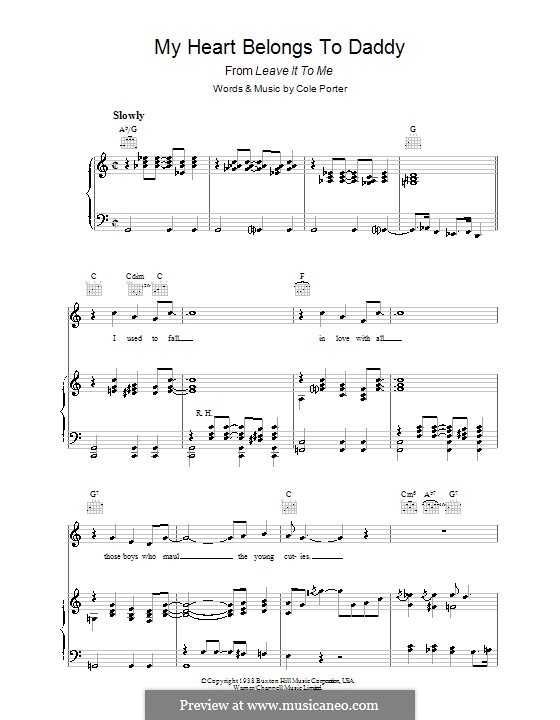 My Heart Belongs to Daddy: Für Stimme und Klavier (oder Gitarre) by Cole Porter